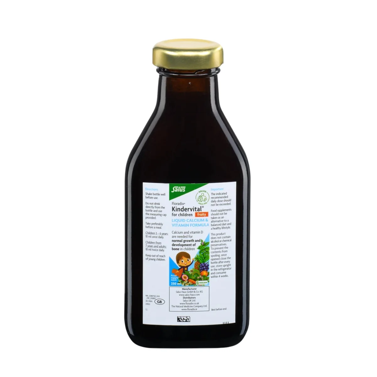 Salus Floradix Kindervital Liquid Calcium & Vitamin Formula 250ml For Children Fruity 250ml - Image 3