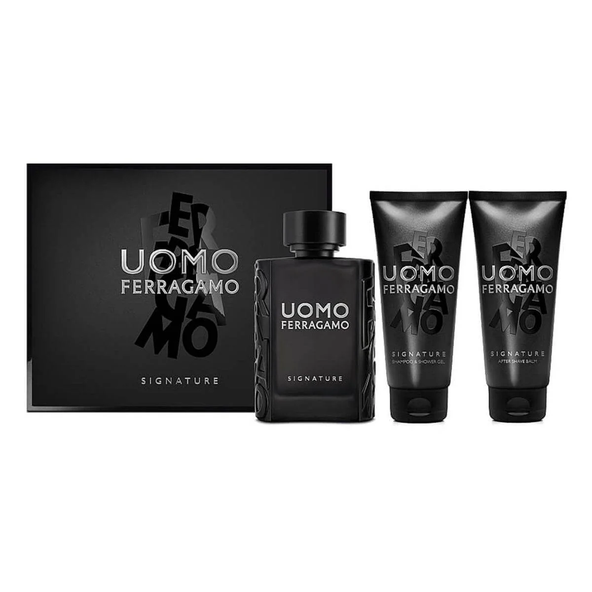 Salvatore Ferragamo Uomo Signature Pour Homme Eau de Parfum 100ml + After Shave Balm 100ml + Shampoo & Shower Gel 100ml Gift Set