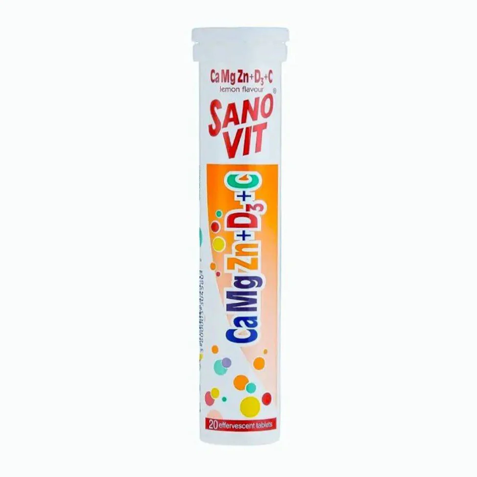 Sanovit Ca Mg Zn + D3 + C Lemon 20 Effervescent Tablets