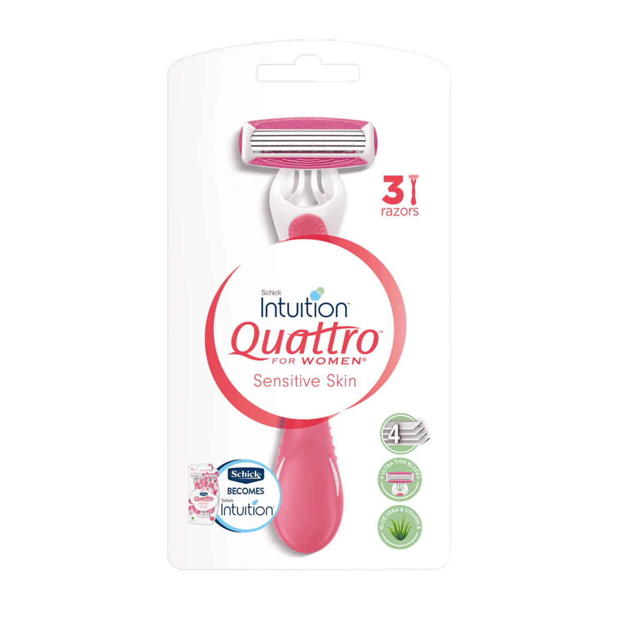 Schick Women Quattro Sensitive Disposable Razor 3 Pieces