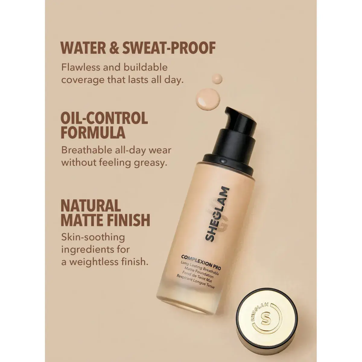 Sheglam Complexion Pro Long Lasting
Breathable Matte Foundation Chestnut 30ml - Image 4