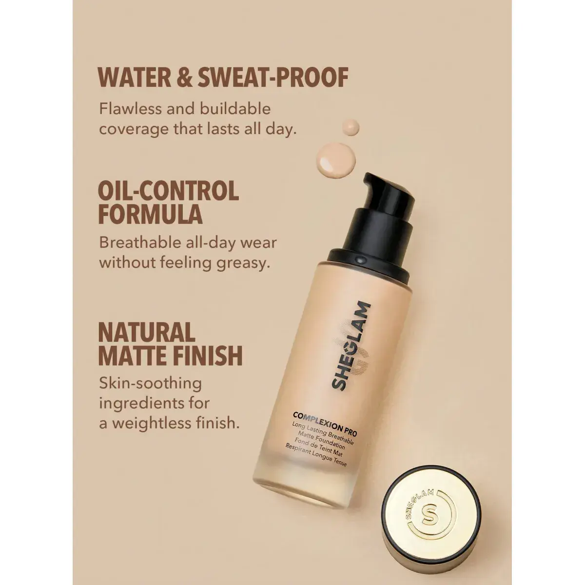 Sheglam Complexion Pro Long Lasting
Breathable Matte Foundation Mahogany 30ml - Image 6