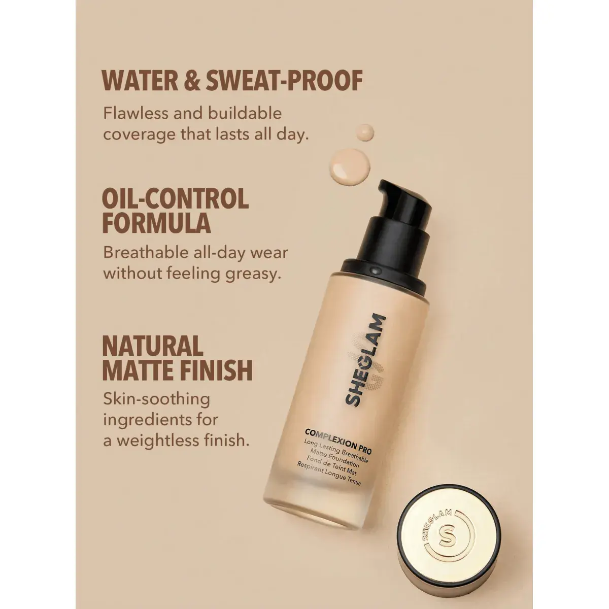 Sheglam Complexion Pro Long Lasting
Breathable Matte Foundation Nude 30ml - Image 2