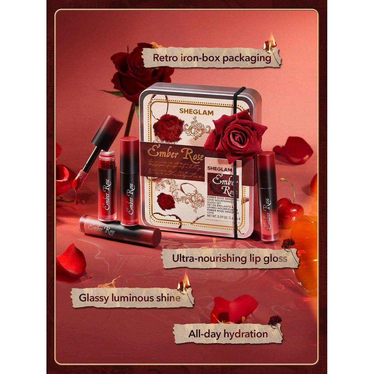 Sheglam Ember Rose Immortal Love Nourishing Lip Gloss Set 4pcs - Image 6