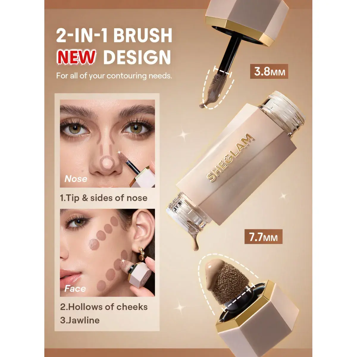 Sheglam Precision Sculpt Liquid Contour Duo Soft Tan 6ml - Image 4