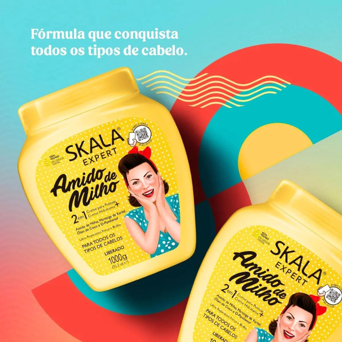 Skala Brasil Amido De Milho Hair Treatment Cream + Leave In 1kg - Image 2