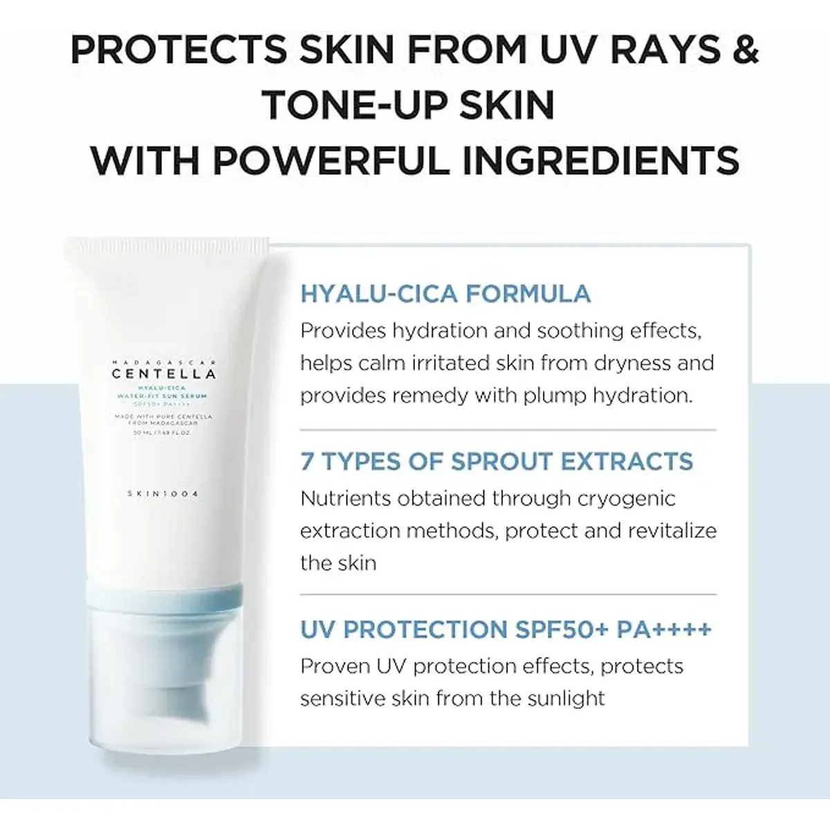 Skin1004 Madagascar Centella Hyalu-Cica Water-Fit Sun Serum SPF50+ 50ml - Image 3