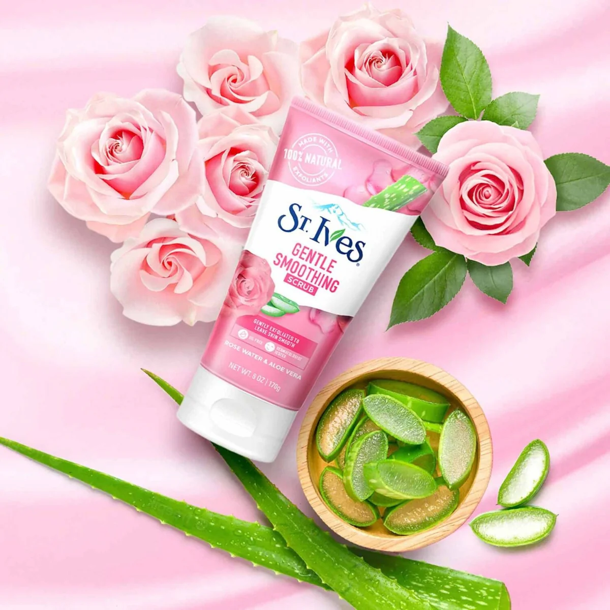 St. Ives Face Scrub Gentle Smoothing Rose Water & Aloe Vera 170g - Image 2