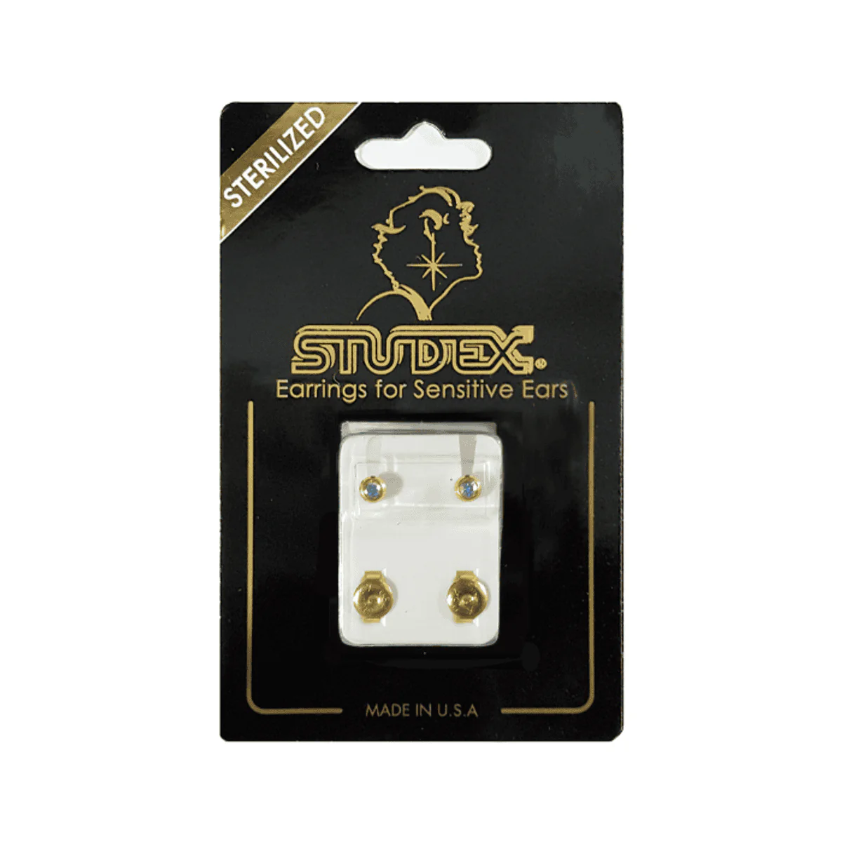 Studex Gold Plated Regular Birthstone AB Crystal Card