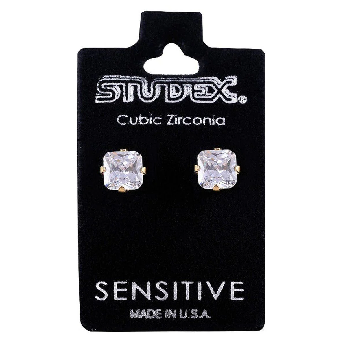 Studex Gold Plated Tiffany 6x6mm Cubic Zirconia Princess Cut - Image 3