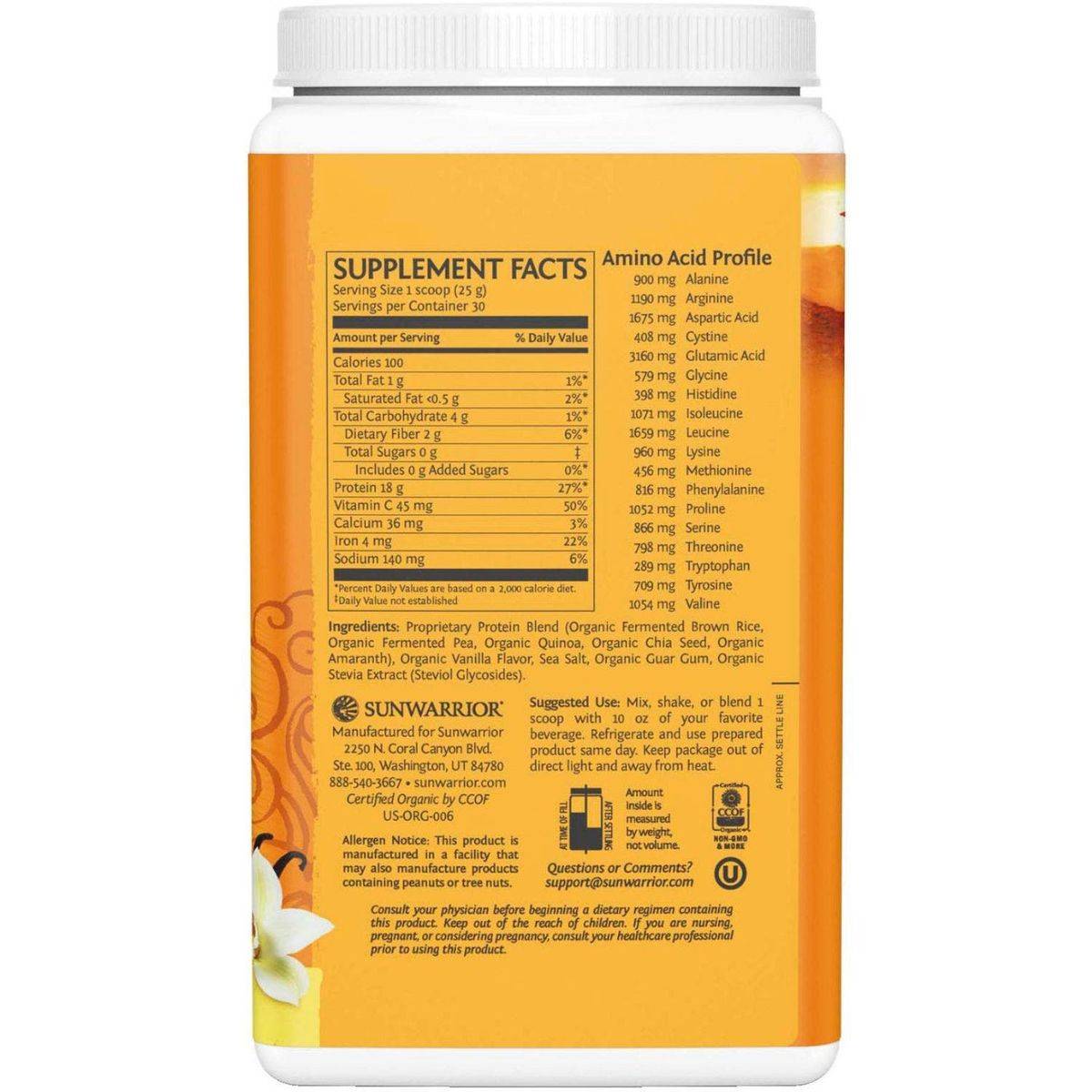 Sun Warrior Classic Plus Organic Vanilla 750g - Image 2
