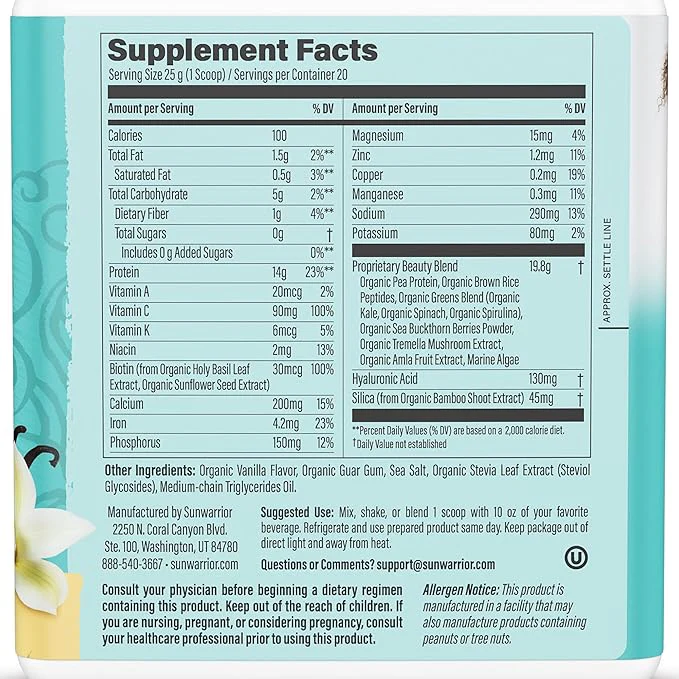 Sun Warrior Collagen Building Protein Peptides Tahitian Vanilla 500g - Image 2