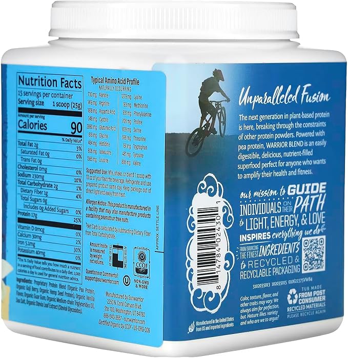 Sun Warrior Protein Warrior Blend Organic Vanilla 375g - Image 2