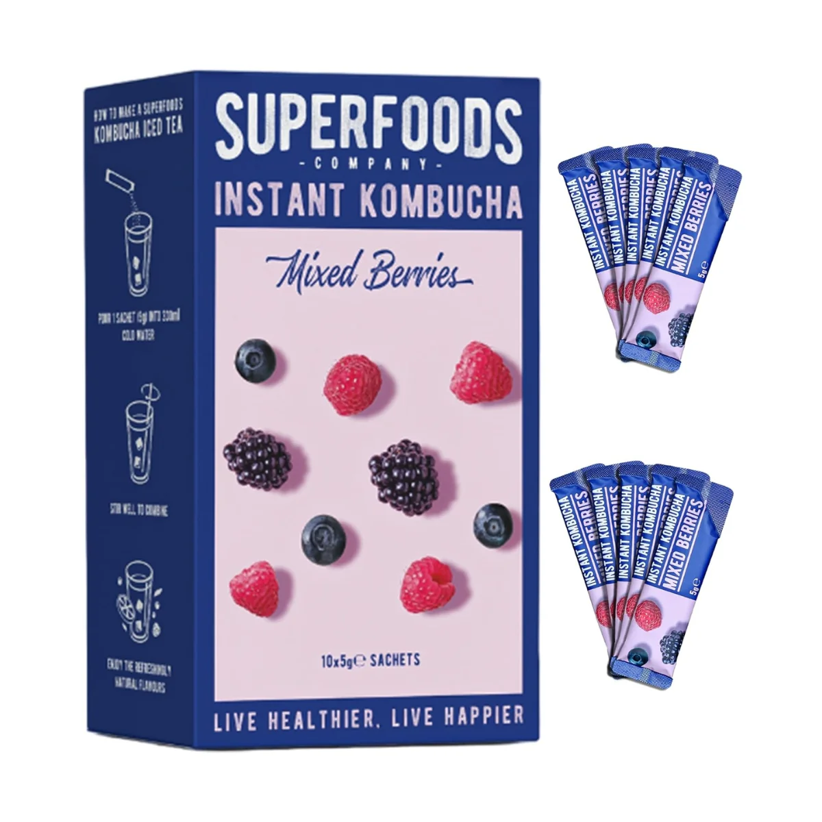 Superfoods Company Instant Kombucha Mixed Berries 10 x 5g Sachets - Image 2