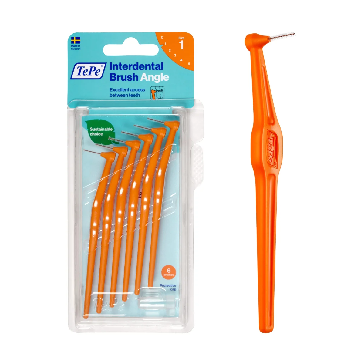 TePe Angle Interdental Brush Orange 0.45mm 6 Pieces - Image 2