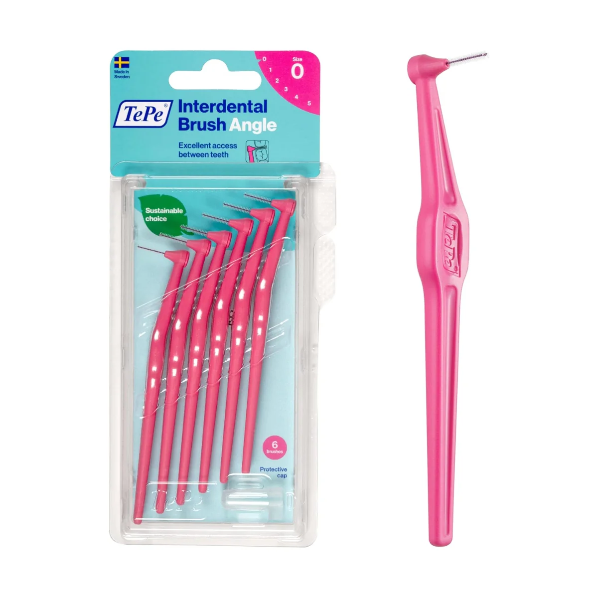 TePe Angle Interdental Brush Pink 0.4mm 6 Pieces - Image 2