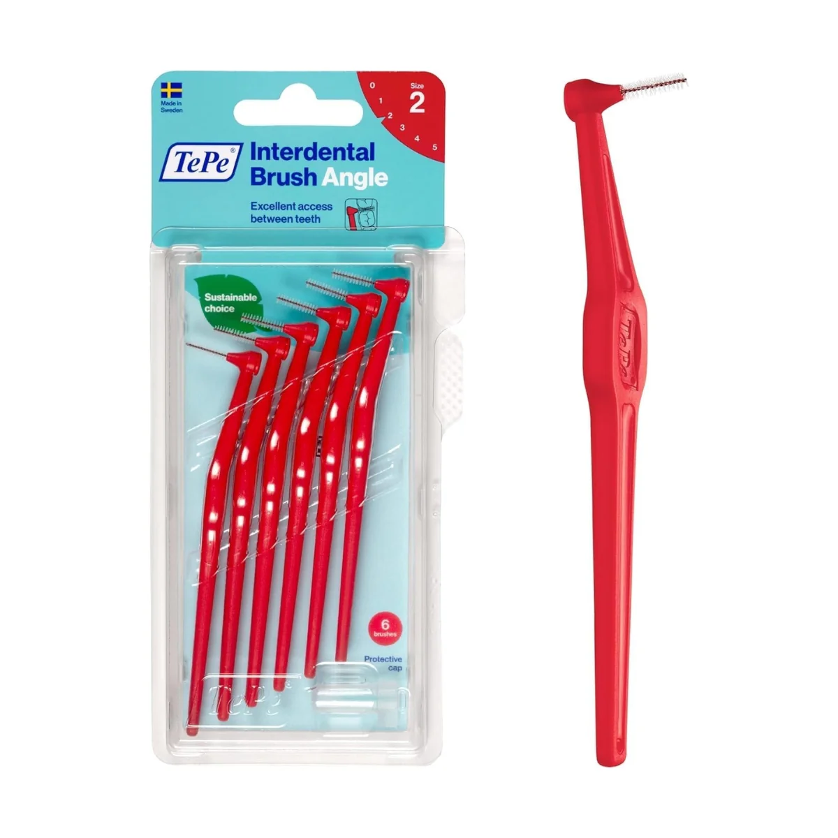 TePe Angle Interdental Brush Red 0.5mm 6 Pieces - Image 2