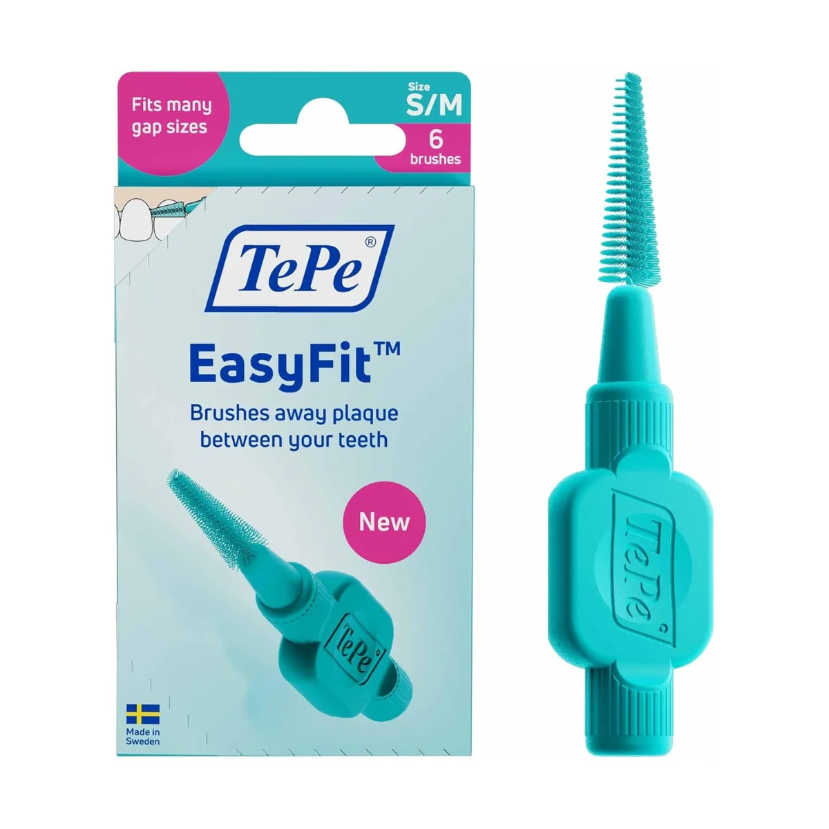 TePe Easy Fit Interdental Brush Blue Small to Medium 6 Pieces - Image 2