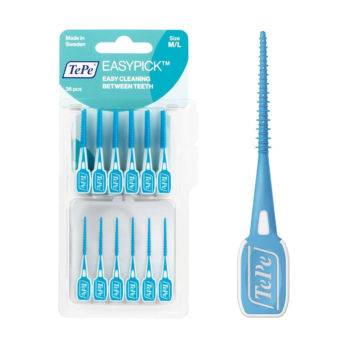 TePe Easy Pick Interdental Brush Medium to Large Blue 36 Pieces - Image 2