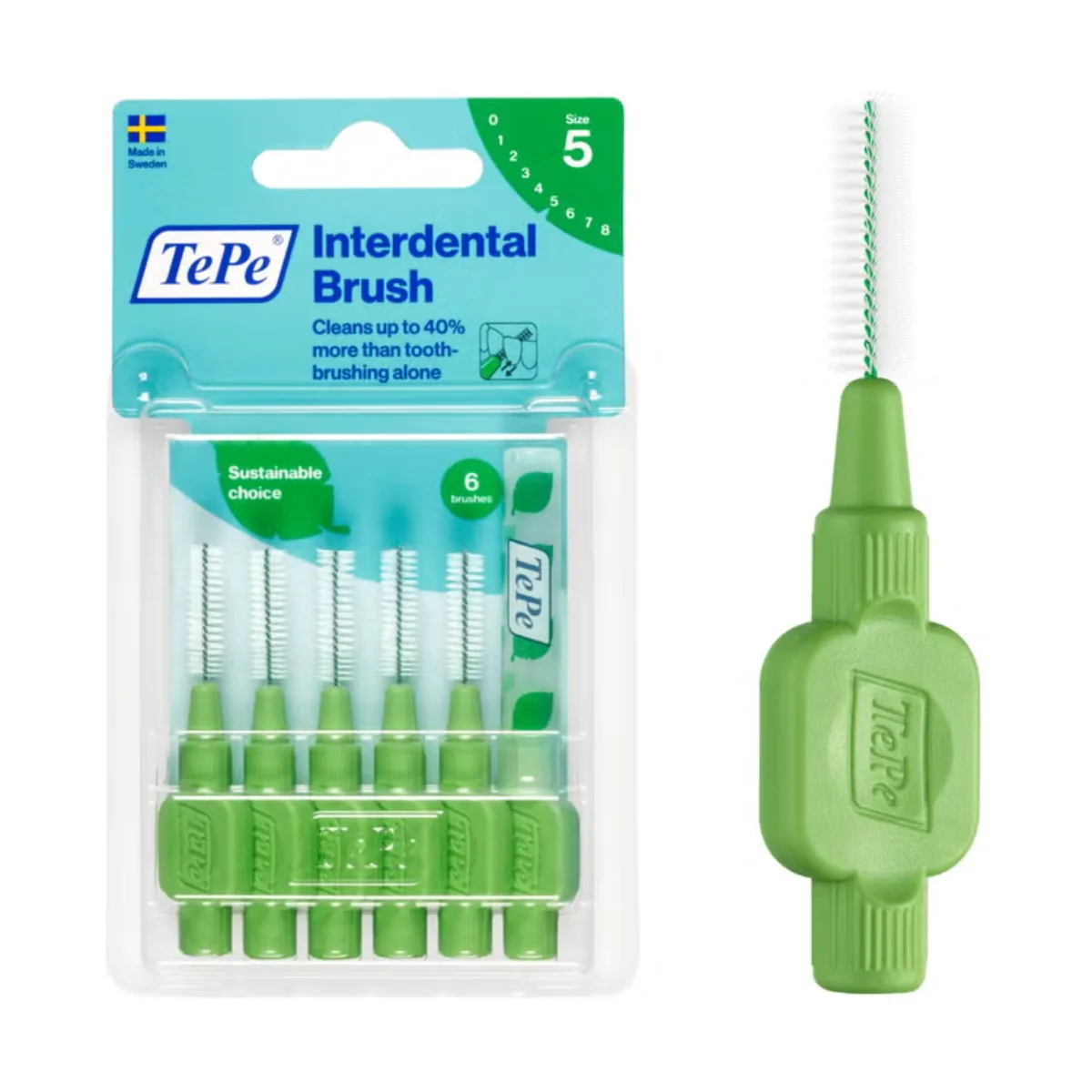 TePe Interdental Brush Green 0.8mm 6 Pieces - Image 2