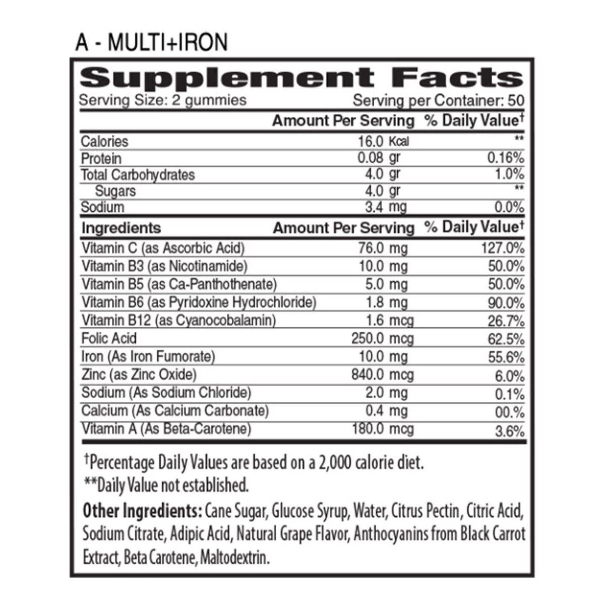The Gummies Co Adults Multivitamin + Iron 100 Gummies - Image 2
