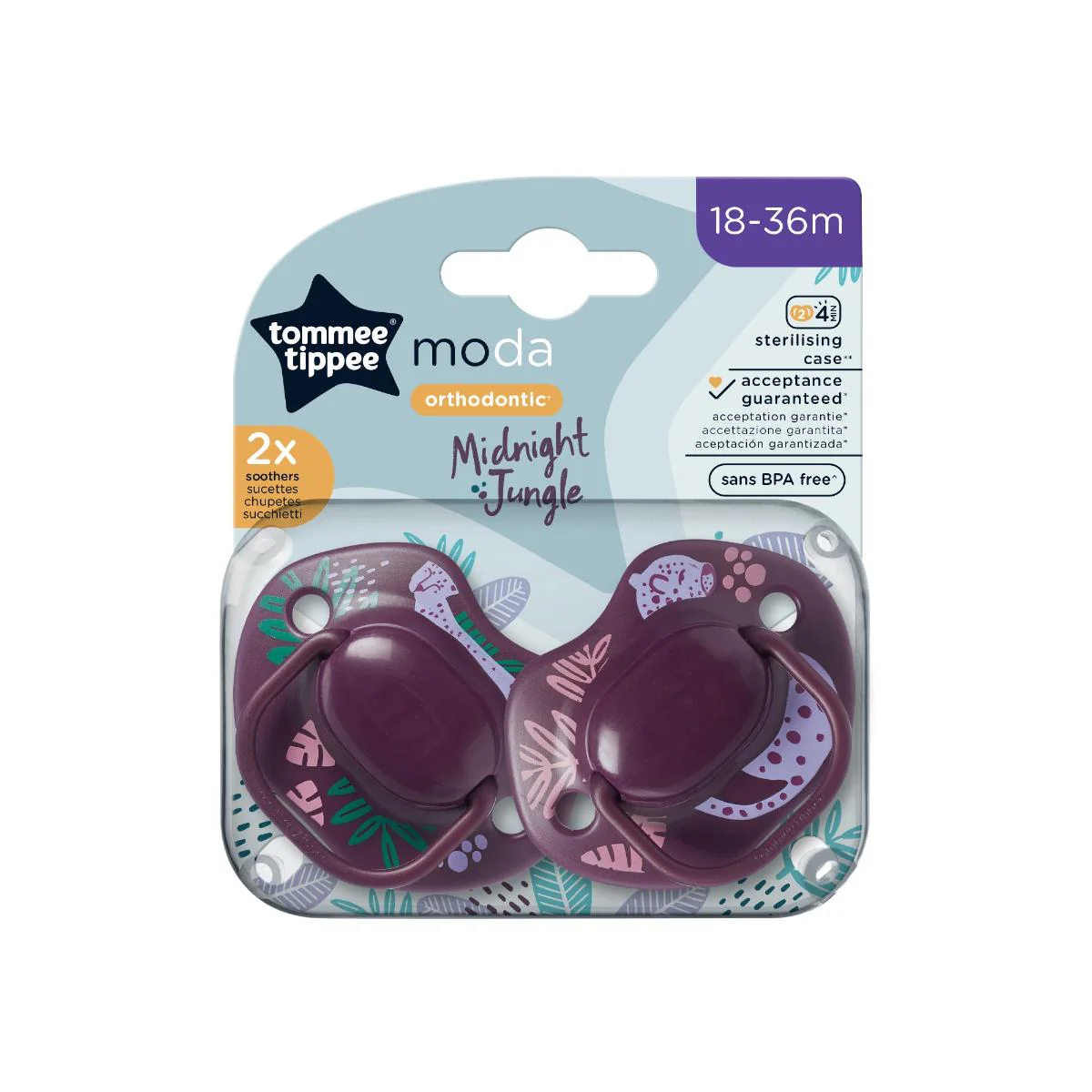 Tommee Tippee Moda Midnight Jungle Orthodontic 18-36 Months 2 Pieces - Image 11