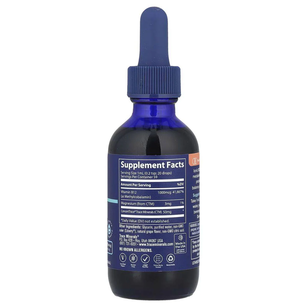 Trace Minerals Ionic B12 1,000mcg Mineral Liquid 59ml - Image 2