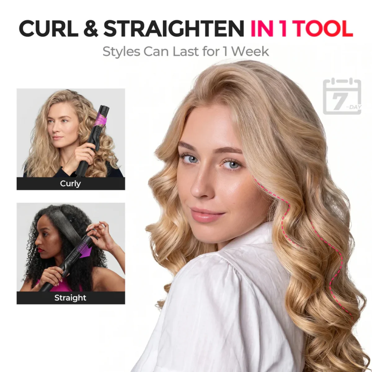 Tymo Airflow 2 In 1 Hair Curler & Straightener Black - Image 2