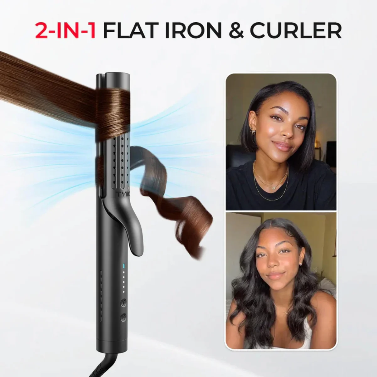 Tymo Airflow 2 In 1 Hair Curler & Straightener Black - Image 5