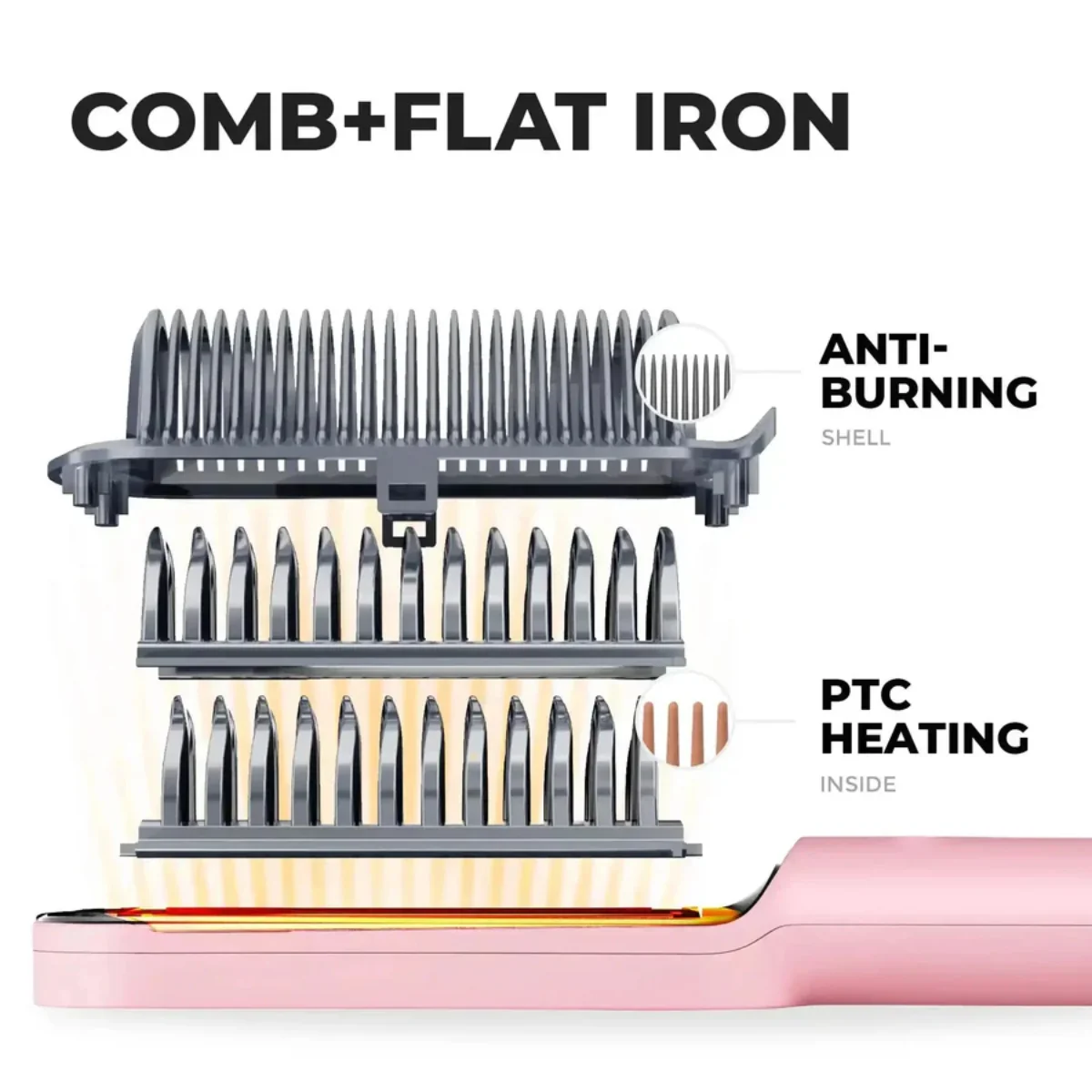 Tymo Ring Hair Straightening Brush Pink - Image 4