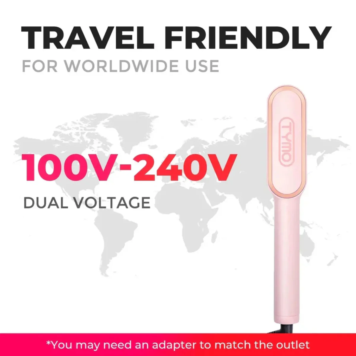 Tymo Ring Hair Straightening Brush Pink - Image 5