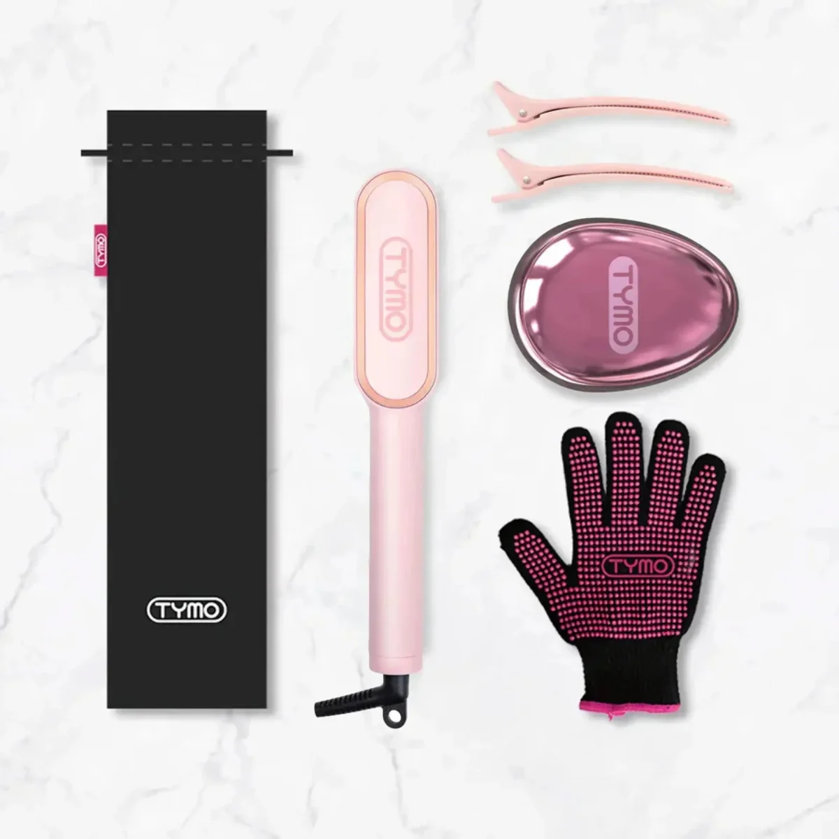 Tymo Ring Hair Straightening Brush Pink - Image 6