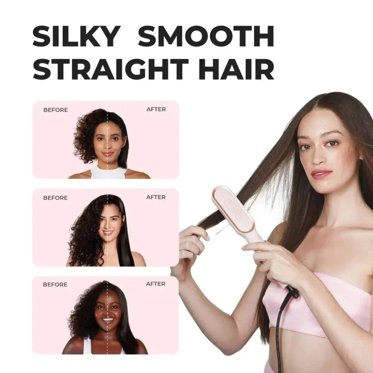 Tymo Ring Hair Straightening Brush Pink - Image 7