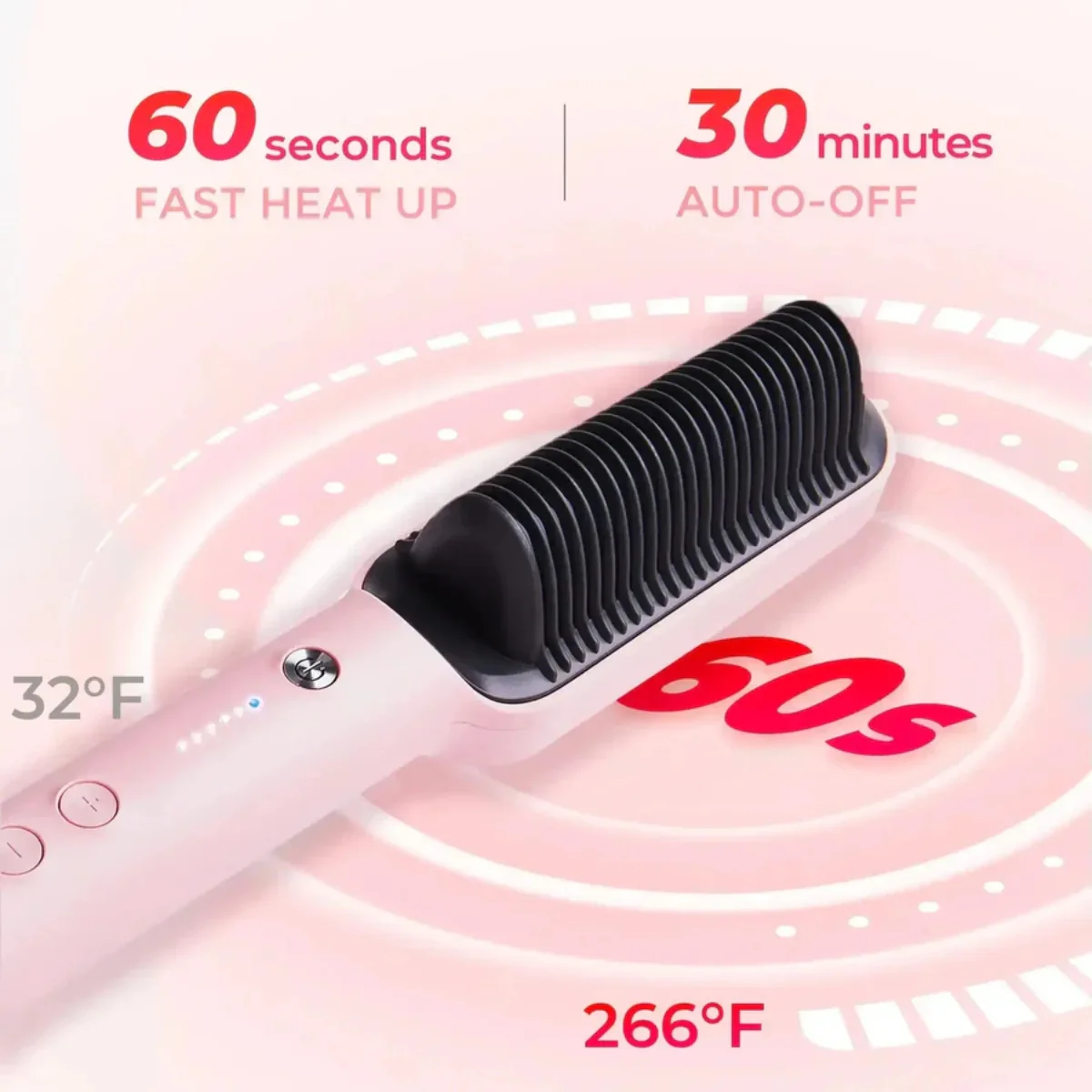 Tymo Ring Hair Straightening Brush Pink - Image 9