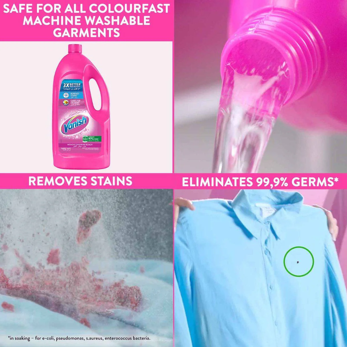 Vanish Stain Remover Multi Use Fabric Without Chlorine Bleach 1L - Image 3