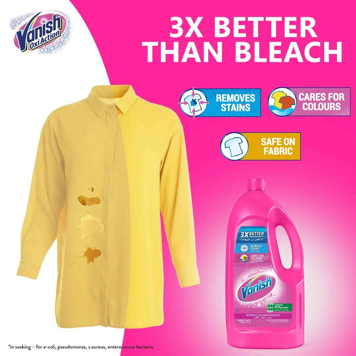 Vanish Stain Remover Multi Use Fabric Without Chlorine Bleach 1L - Image 4