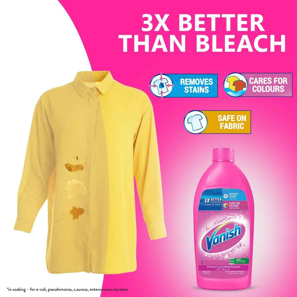 Vanish Stain Remover Multi Use Fabric Without Chlorine Bleach 500ml - Image 2