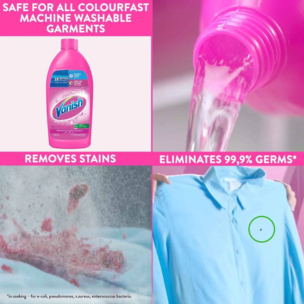 Vanish Stain Remover Multi Use Fabric Without Chlorine Bleach 500ml - Image 3