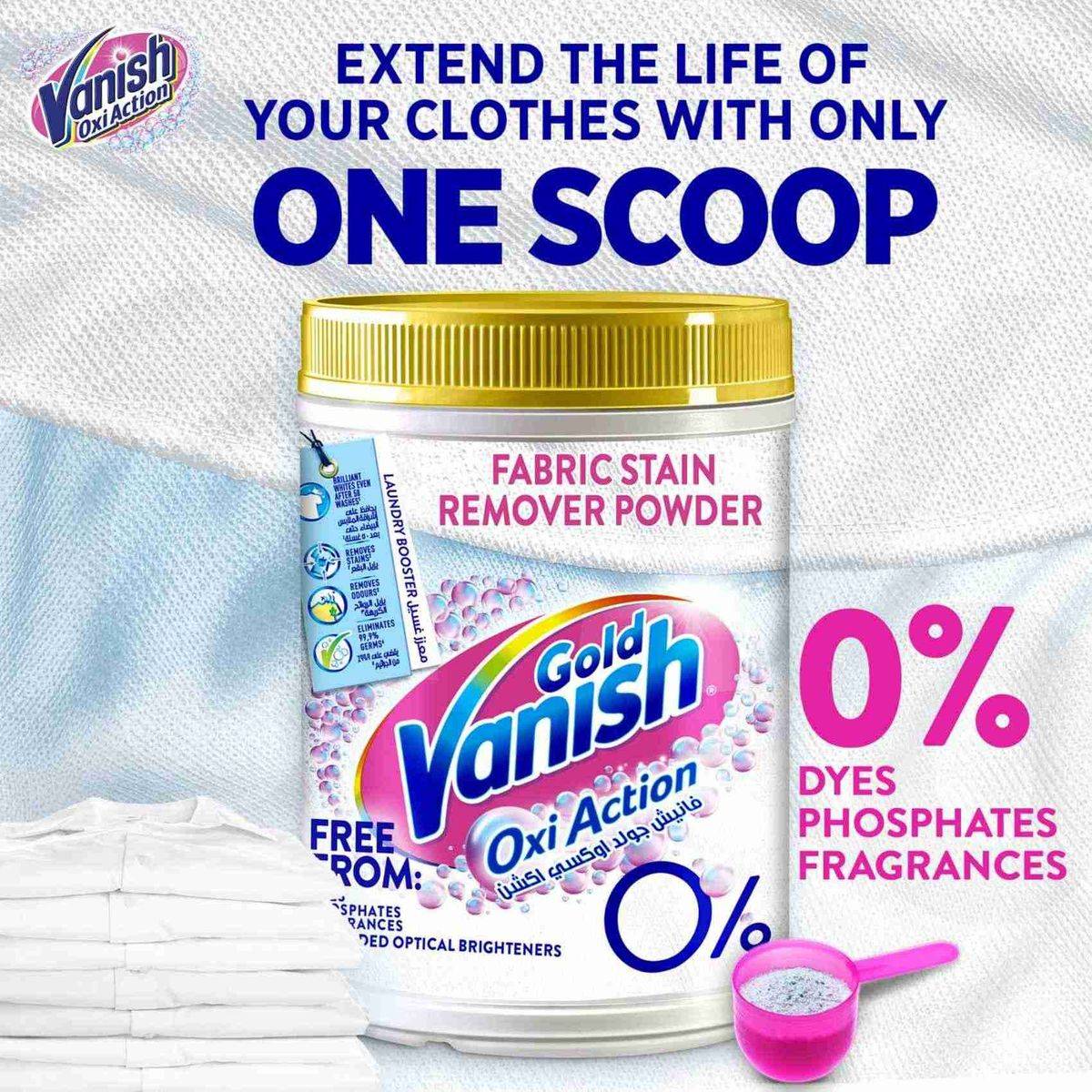 Vanish Stain Remover Oxi Action Fabric Gold White Powder 900g - Image 2