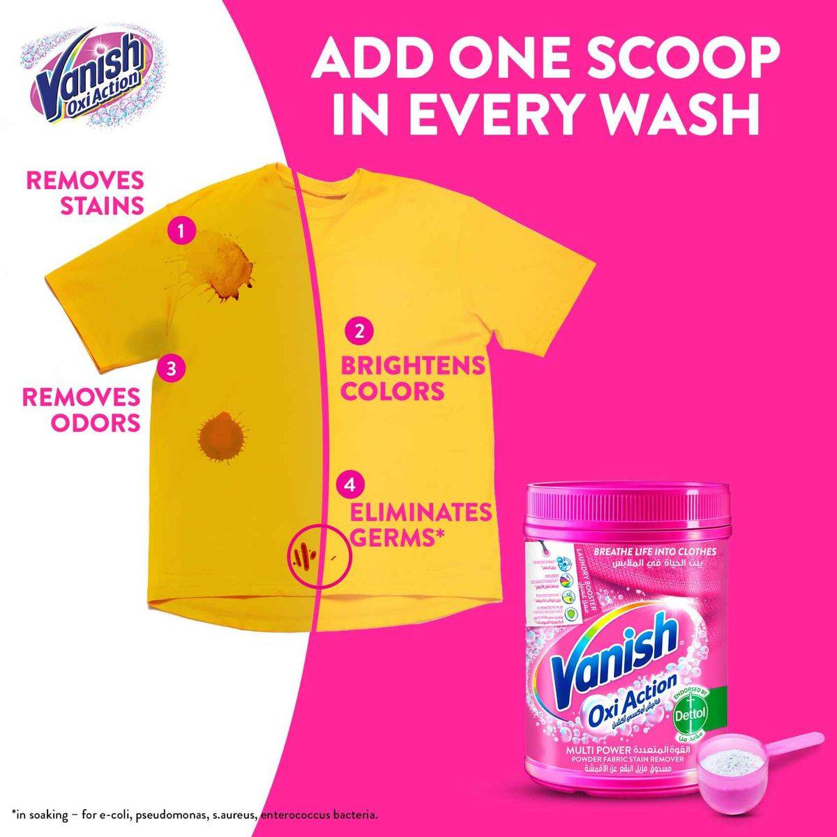Vanish Stain Remover Oxi Action Fabric Multi Power Powder 500g - Image 3
