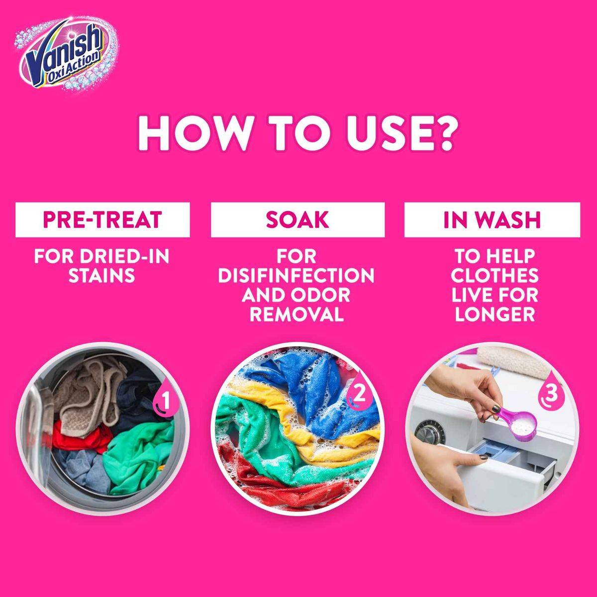 Vanish Stain Remover Oxi Action Fabric Multi Power Powder 500g - Image 4