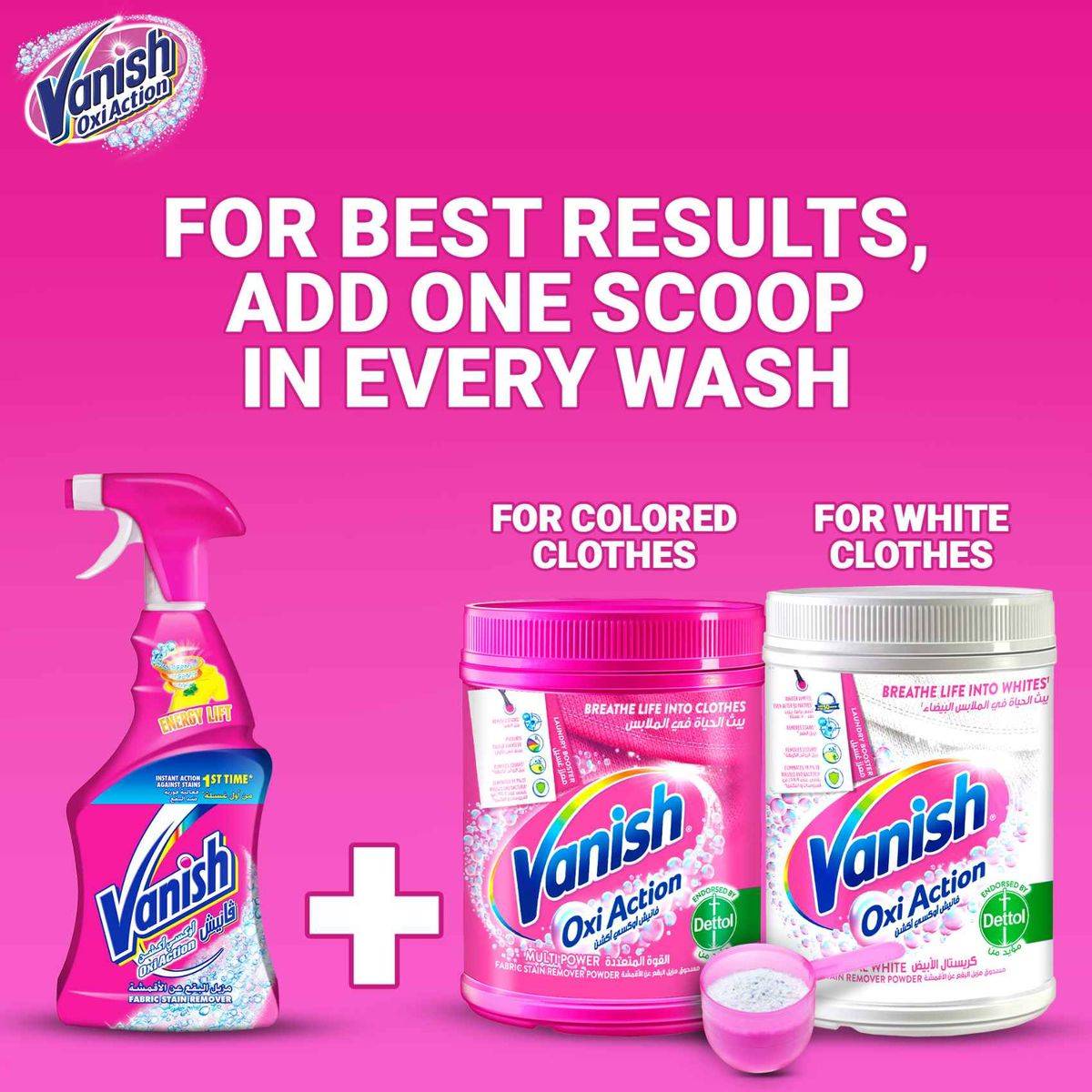 Vanish Stain Remover Oxi Action Fabric Pre Wash Trigger Spray 500ml - Image 2