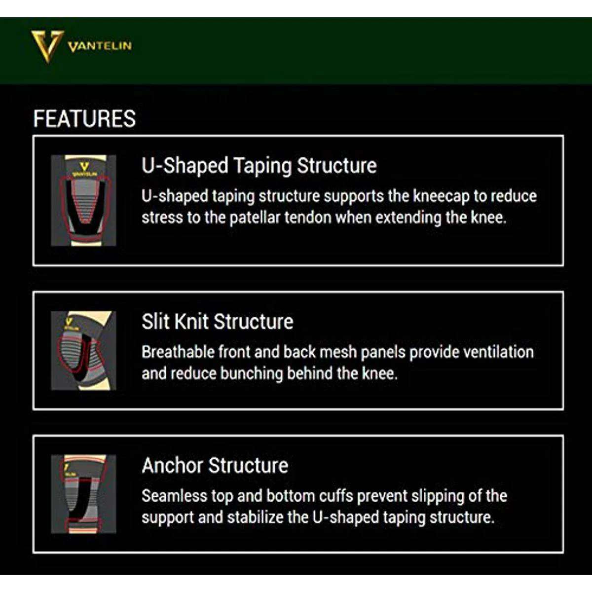 Vantelin Support Knee Black Large - Image 8