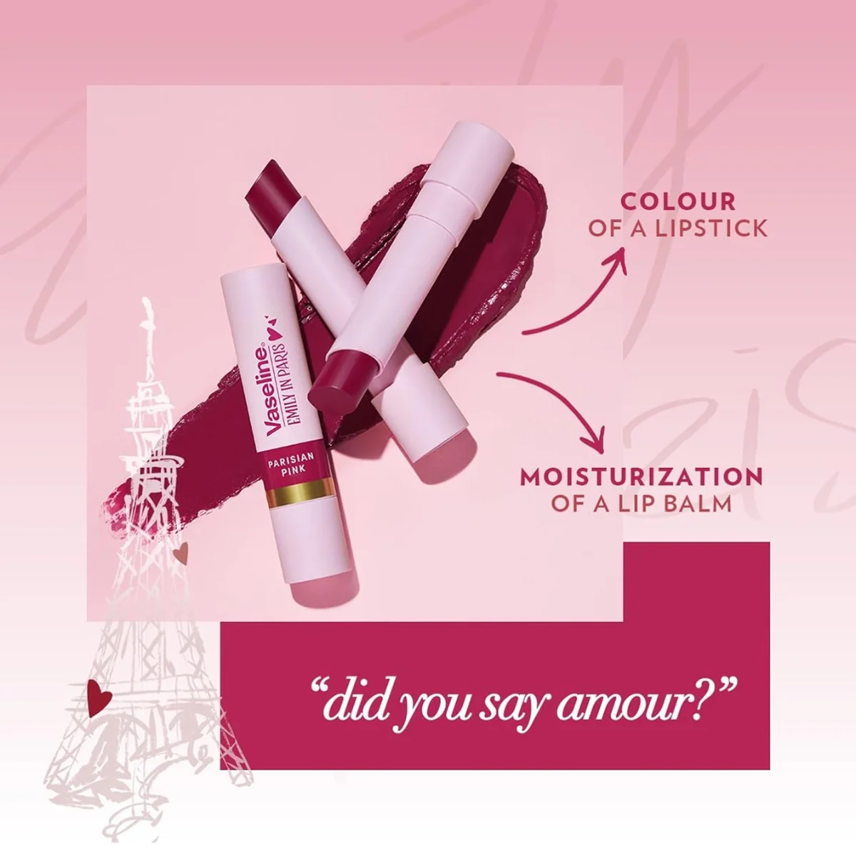 Vaseline Emily in Paris Limited Edition Tinted Lip Balm Parisian Pink 3g - Image 3