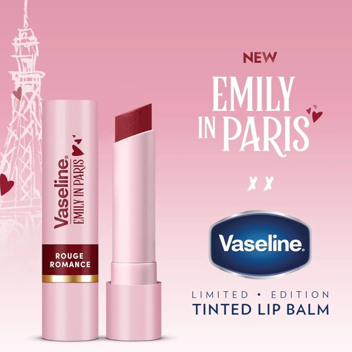 Vaseline Emily in Paris Limited Edition Tinted Lip Balm Rouge Romance 3g - Image 4