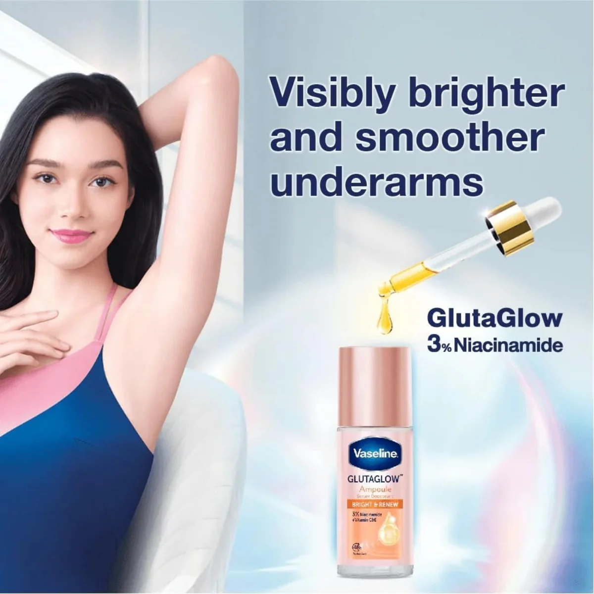 Vaseline Gluta Glow Ampoule Serum Deodorant Roll On Bright & Renew 45ml - Image 2