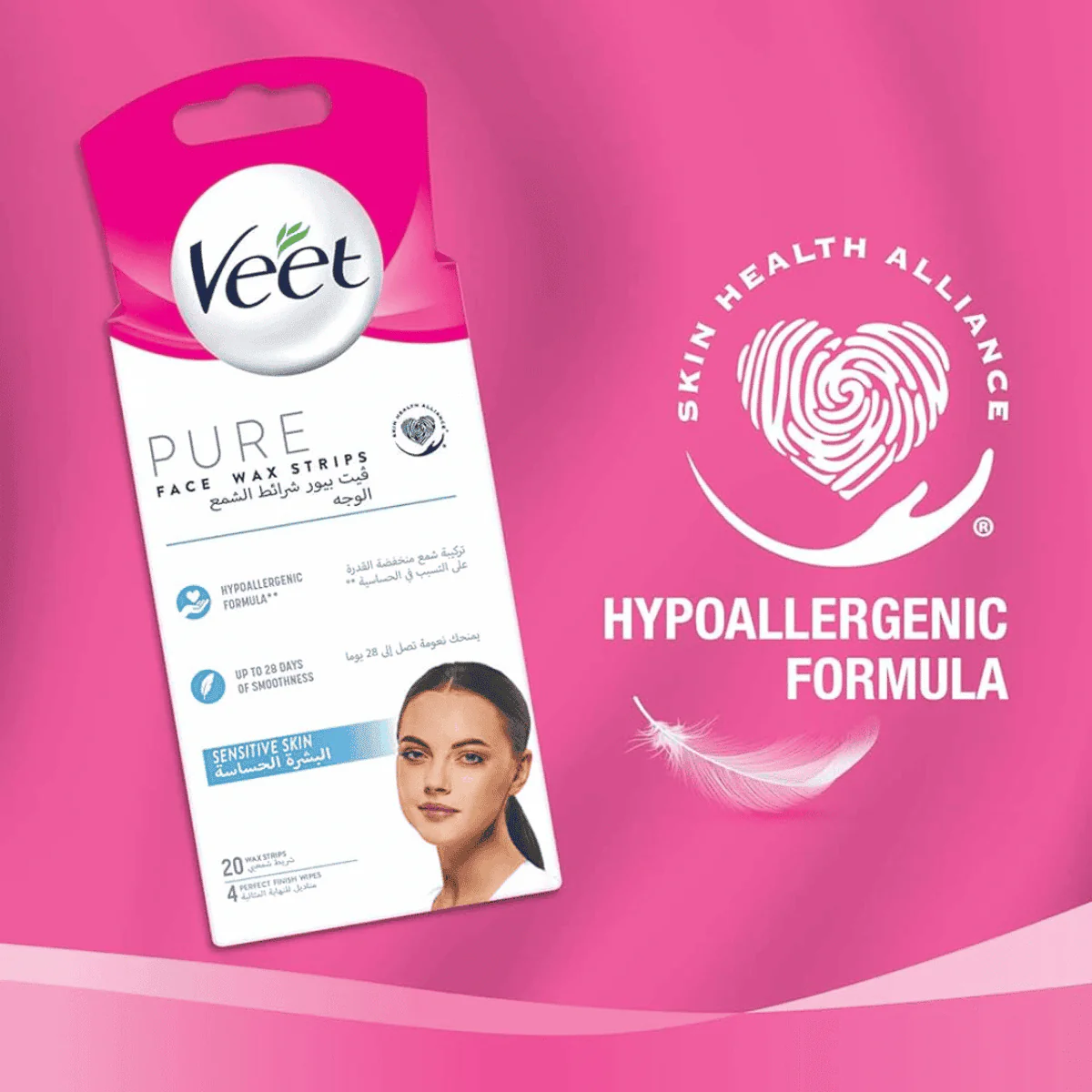 Veet Wax Strips Pure Face Wax For Sensitive Skin 20 Strips - Image 2