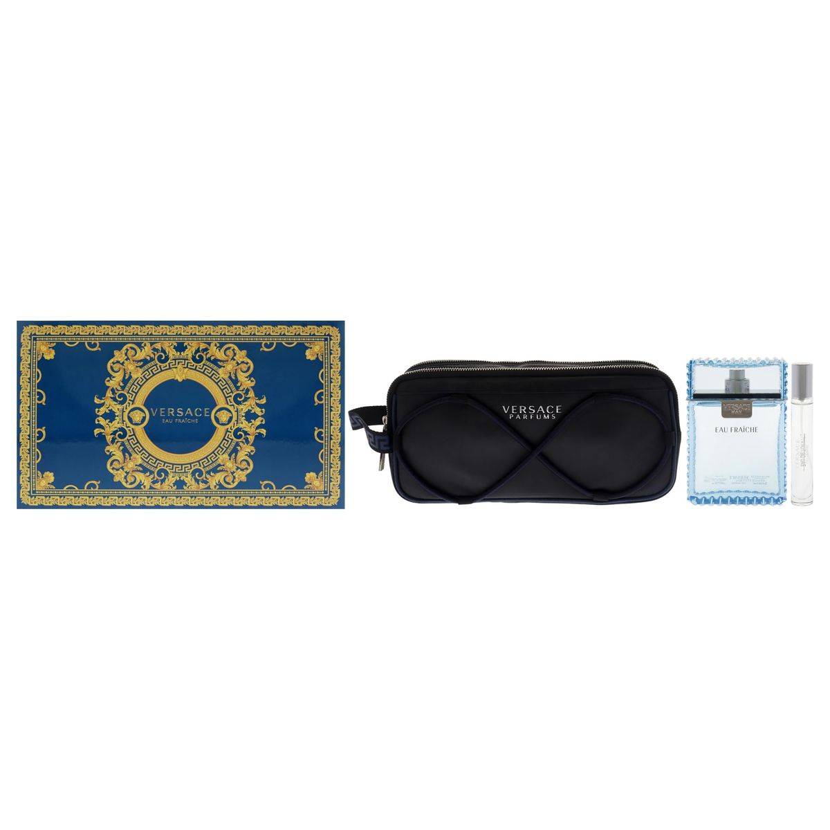 Versace Man Eau Fraiche Eau de Toilette 100ml + Eau de Toilette 10ml Travel Spray + Trousse A Gift Set