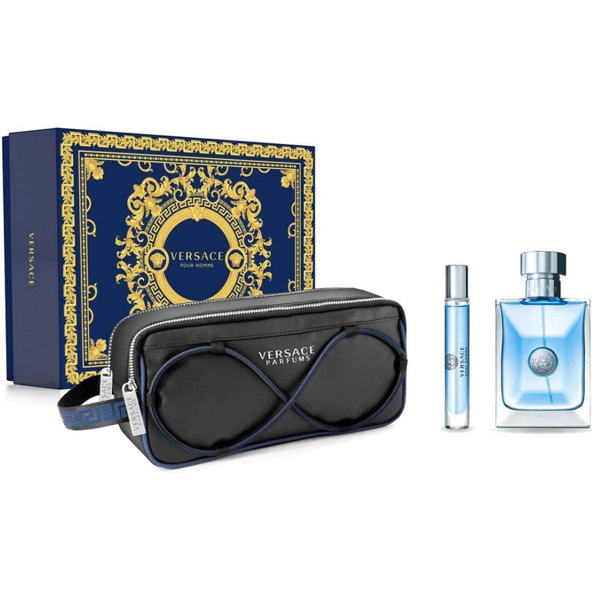 Versace Pour Homme Eau de Toilette 100ml + Eau de Toilette 10ml Travel Spray + Trousse B Gift Set - Image 2