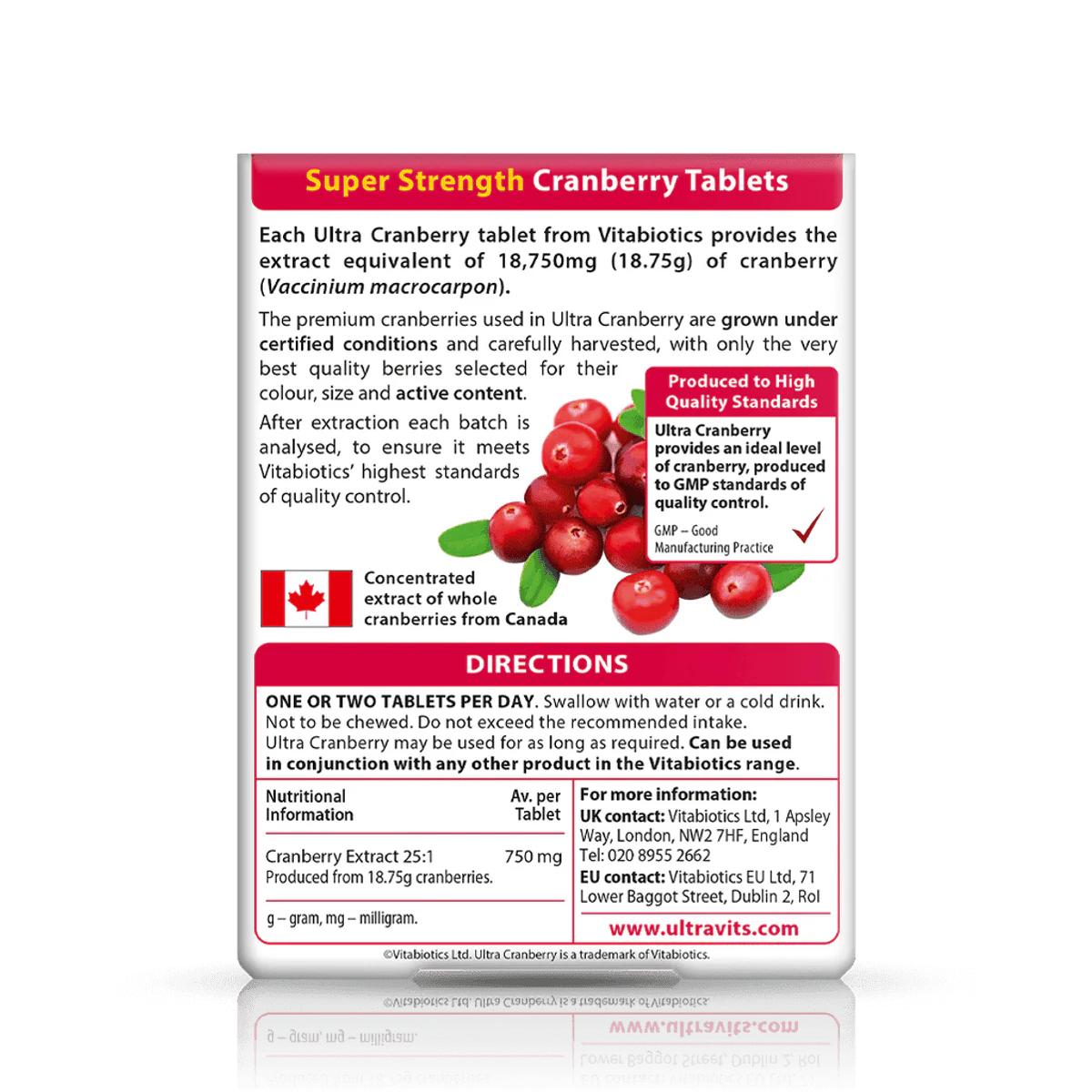 Vitabiotics Ultra Cranberry 30 Tablets - Image 2